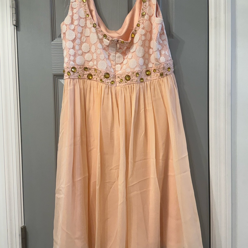 ANTONIO MELANI Peach and Gold Midi Dress